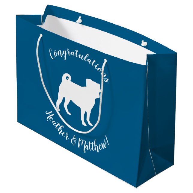 Sacola Para Presentes Grande Chá de fraldas Pug Silhouette (Verso inclinado)