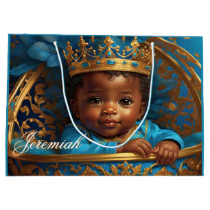 Sacola Para Presentes Grande Chá de fraldas Real Adorável Príncipe Africano