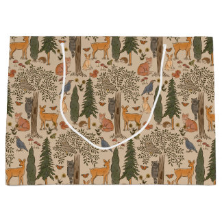 Sacola Para Presentes Grande Chá de fraldas Russo de Animais da Floresta