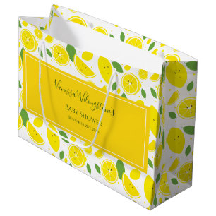 Sacola Para Presentes Grande Chá de fraldas Verde Amarelo Amarelo dos Limões