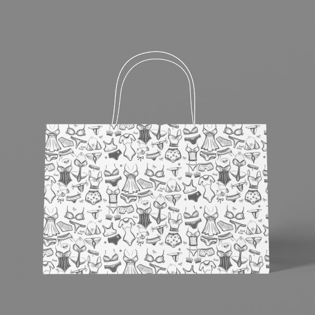 Sacola Para Presentes Grande Chá de Noiva de Lingerie (Chic and playful gift bag perfect for lingerie showers and bridal celebrations.)