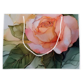 Sacola Para Presentes Grande Chá de Noiva Flor de Rosa Pêssego