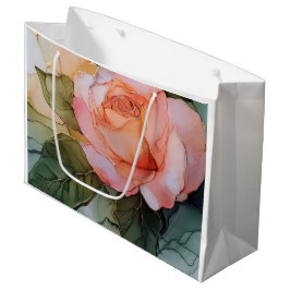 Sacola Para Presentes Grande Chá de Noiva Floral Rosa Pêssego