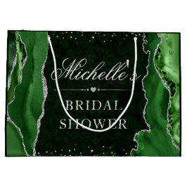 Sacola Para Presentes Grande Chá de panela de agitação verde e prateada