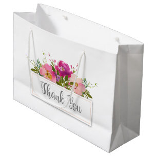 Sacola Para Presentes Grande Chá de panela Floral Cor-de-Água Rosa