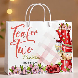 Sacola Para Presentes Grande Chá para dois, chá florescente aniversário