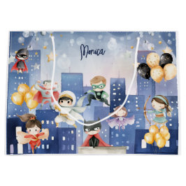 Sacola Para Presentes Grande Chamando todos os super-heróis de aniversário de c