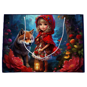 Sacola Para Presentes Grande Chapeuzinho Vermelho e Lobo