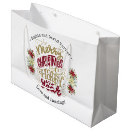 Sacola Para Presentes Grande Charm Felry Feliz ano novo Tipografia de Natal