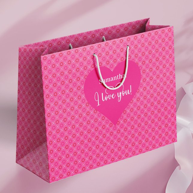 Sacola Para Presentes Grande Charming Heart Pattern I Love You Custom Gift Bag (Charming Heart Pattern I Love You Custom Gift Bag)