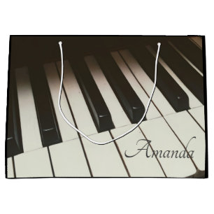 Sacola Para Presentes Grande Chaves do Piano - Na moda Black & White Photoião