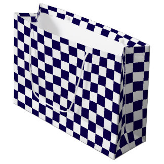 Sacola Para Presentes Grande Checkered dark blue and White 