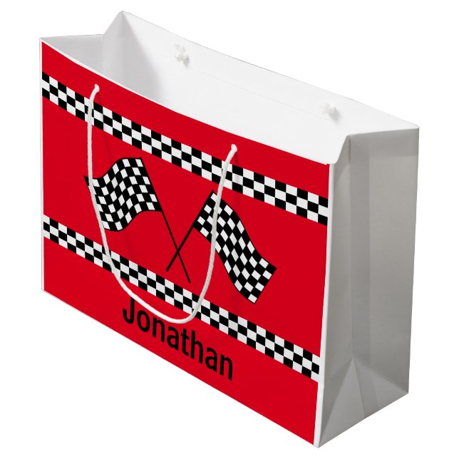 Sacola Para Presentes Grande Checkered Flag Design Gift Bag (Frente inclinada)