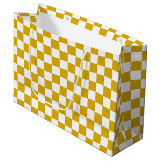 Sacola Para Presentes Grande Checkered mustard yellow and White 