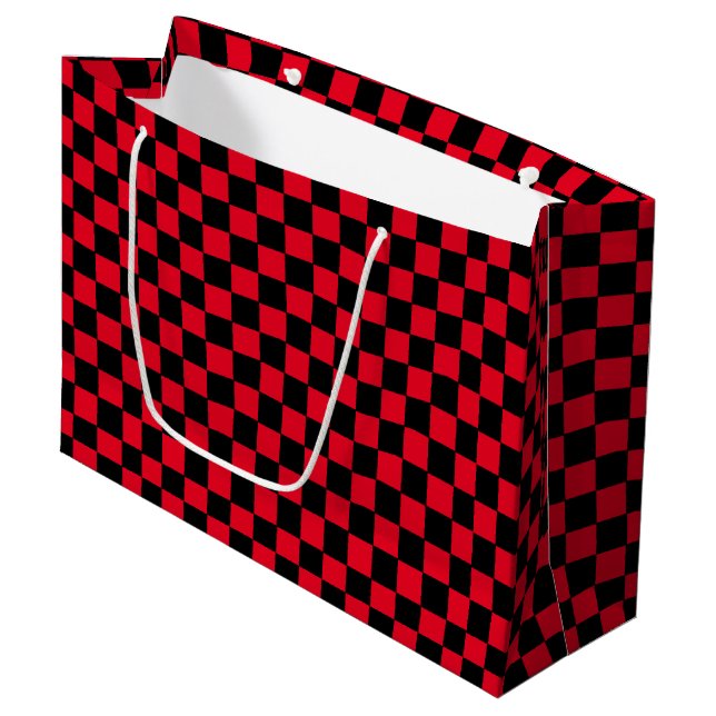 Sacola Para Presentes Grande Checkered Red and Black  (Frente inclinada)