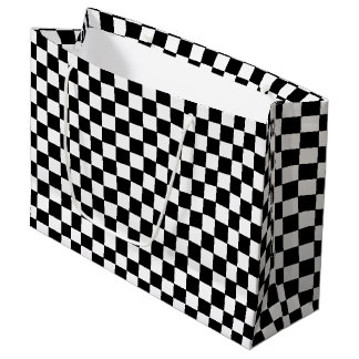 Sacola Para Presentes Grande Checkered White and Black 