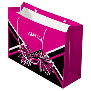 Sacola Para Presentes Grande Cheerleader 📣 - Rosa, Branco e Preto -