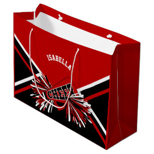 Sacola Para Presentes Grande Cheerleader 📣 - Vermelho, Branco e Preto -