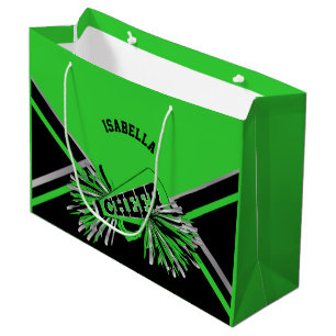 Sacola Para Presentes Grande Cheerleaderes - verde limão, preto, prata -