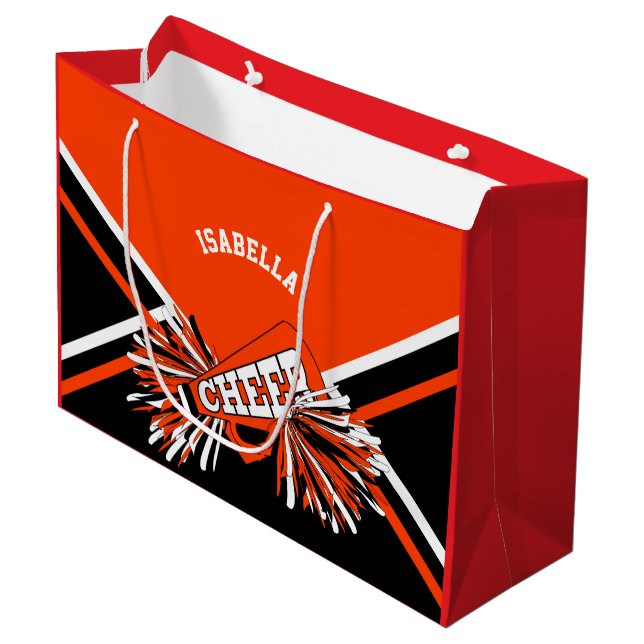 Sacola Para Presentes Grande Cheerleaderes - Vermelho, Branco e Preto - Grande (Frente inclinada)