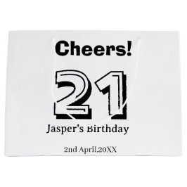 Sacola Para Presentes Grande Cheers 21 birthday bold letter name boy man gifts 