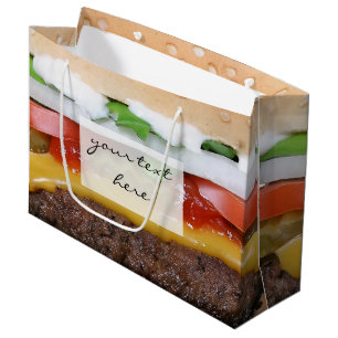 Sacola Para Presentes Grande cheeseburger delicioso com fotografias de picles