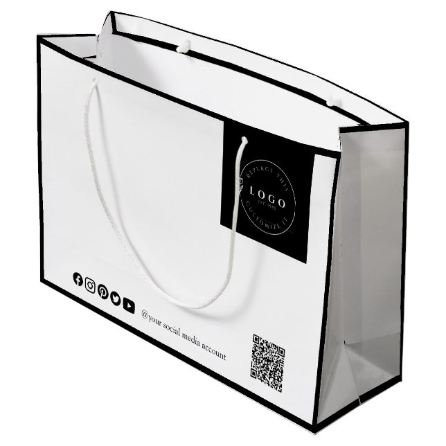 Sacola Para Presentes Grande Chic Black & White Business (Verso inclinado)