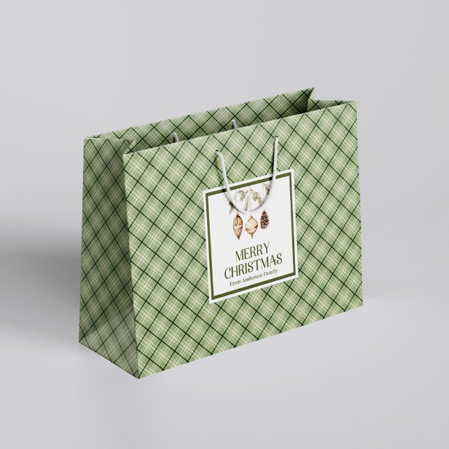 Sacola Para Presentes Grande Chic Christmas Gift Bag Earthy Pastel Minimal (Chic Christmas Gift Bag Earthy Pastel Minimal)