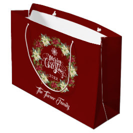 Sacola Para Presentes Grande Chic Felry Poinsettia Monograma