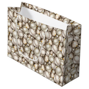 Sacola Para Presentes Grande Chic Ivory Silver Dourado Baubles Ornaments