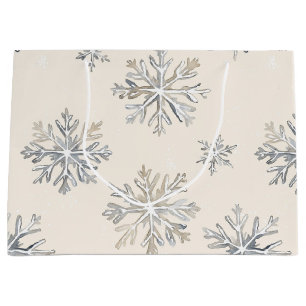 Sacola Para Presentes Grande Chic Rustic Christmas Cream Snowflakes