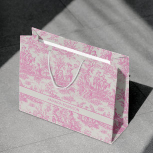 Sacola Para Presentes Grande Chic vintage bebê rosa toile de jouy