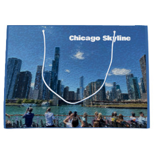 Sacola Para Presentes Grande Chicago, Illinois Abstrato Skyline