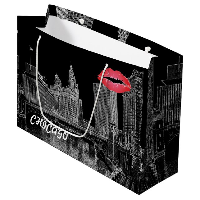 Sacola Para Presentes Grande Chicago River 1967 Wrigley Building Sun Times Bldg (Frente inclinada)