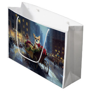 Sacola Para Presentes Grande chihuahua Christmas Fesason