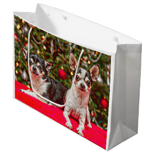Sacola Para Presentes Grande Chihuahua do Natal