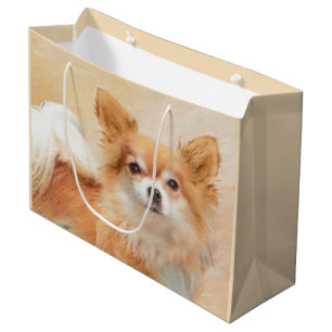 Sacola Para Presentes Grande Chihuahua Pintura De Cachorro De Cabelo Longo