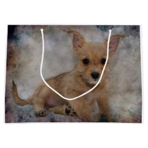 Sacola Para Presentes Grande Chihuahua/Yorkie Puppy