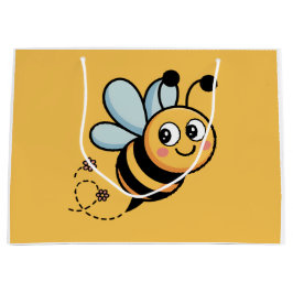 Sacola Para Presentes Grande Child-Friendly Bee Mascot with Dotted Trail