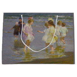 Sacola Para Presentes Grande Children Wading on the Beach (por E.H. Potthast)