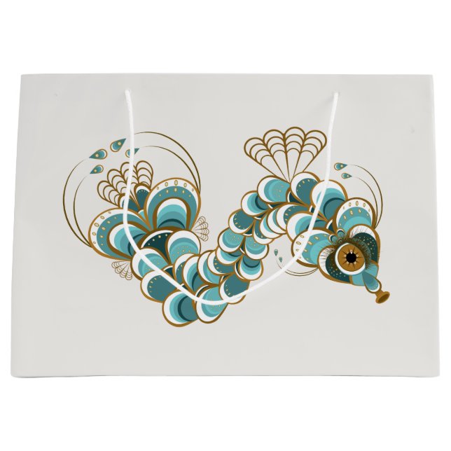 Sacola Para Presentes Grande Chimera - Peacock Seacavalo Grande Gift Bag (Frente)