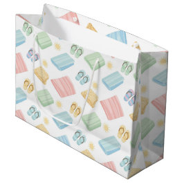 SACOLA PARA PRESENTES GRANDE CHINELAS E TOALHAS DE VERÃO PASTEL