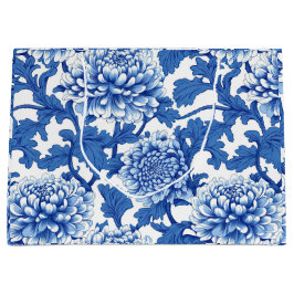 Sacola Para Presentes Grande Chinoiserie Floral Azul e Branca