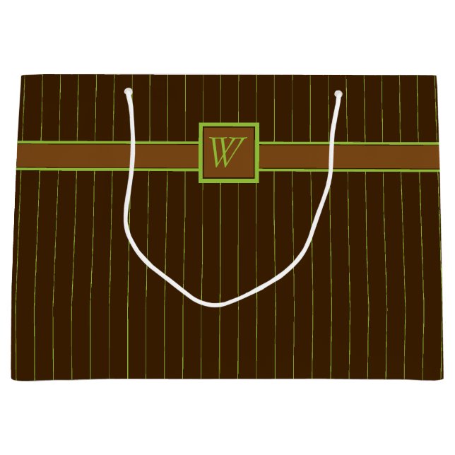 Sacola Para Presentes Grande Chocolate com Limão Pinstripes Gift Bag (Frente)