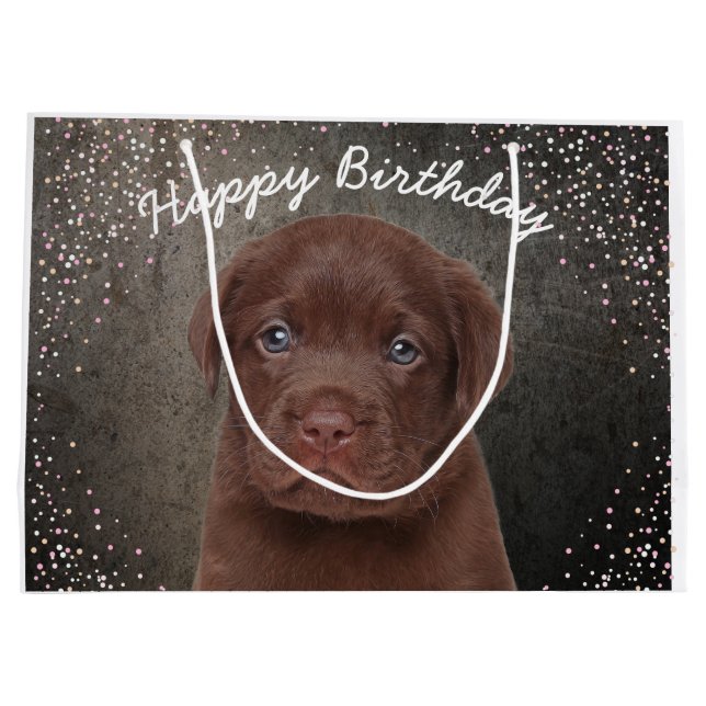 Sacola Para Presentes Grande Chocolate Labrador (Verso)