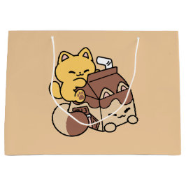 Sacola Para Presentes Grande Chocolate Milk Sipping on Bliss – Kawaii Cat Food