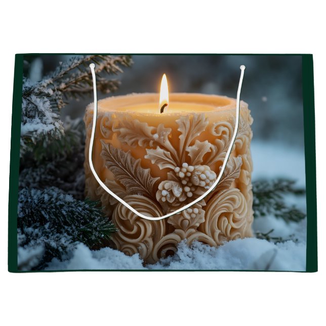 Sacola Para Presentes Grande Christmas Candle (Frente)