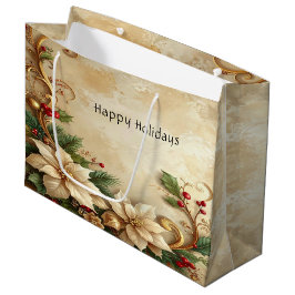 Sacola Para Presentes Grande Christmas Floral Holiday Gift Bag