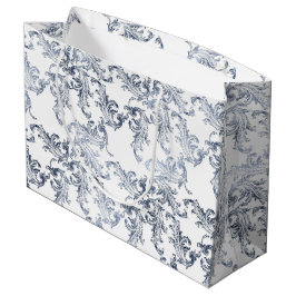 Sacola Para Presentes Grande Christmas Navy Bow Velvet Pattern