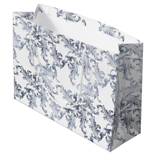 Sacola Para Presentes Grande Christmas Navy Bow Velvet Pattern (Verso inclinado)